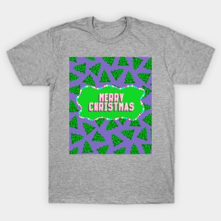 Geometric Christmas Tree with Purple Background T-Shirt